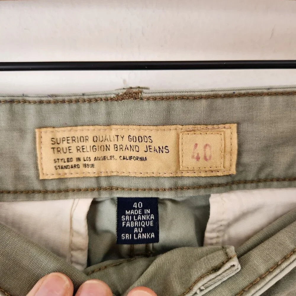 True Religion Green Special Ops Cargo Pants Utility Safari Y2K Military Army 40
